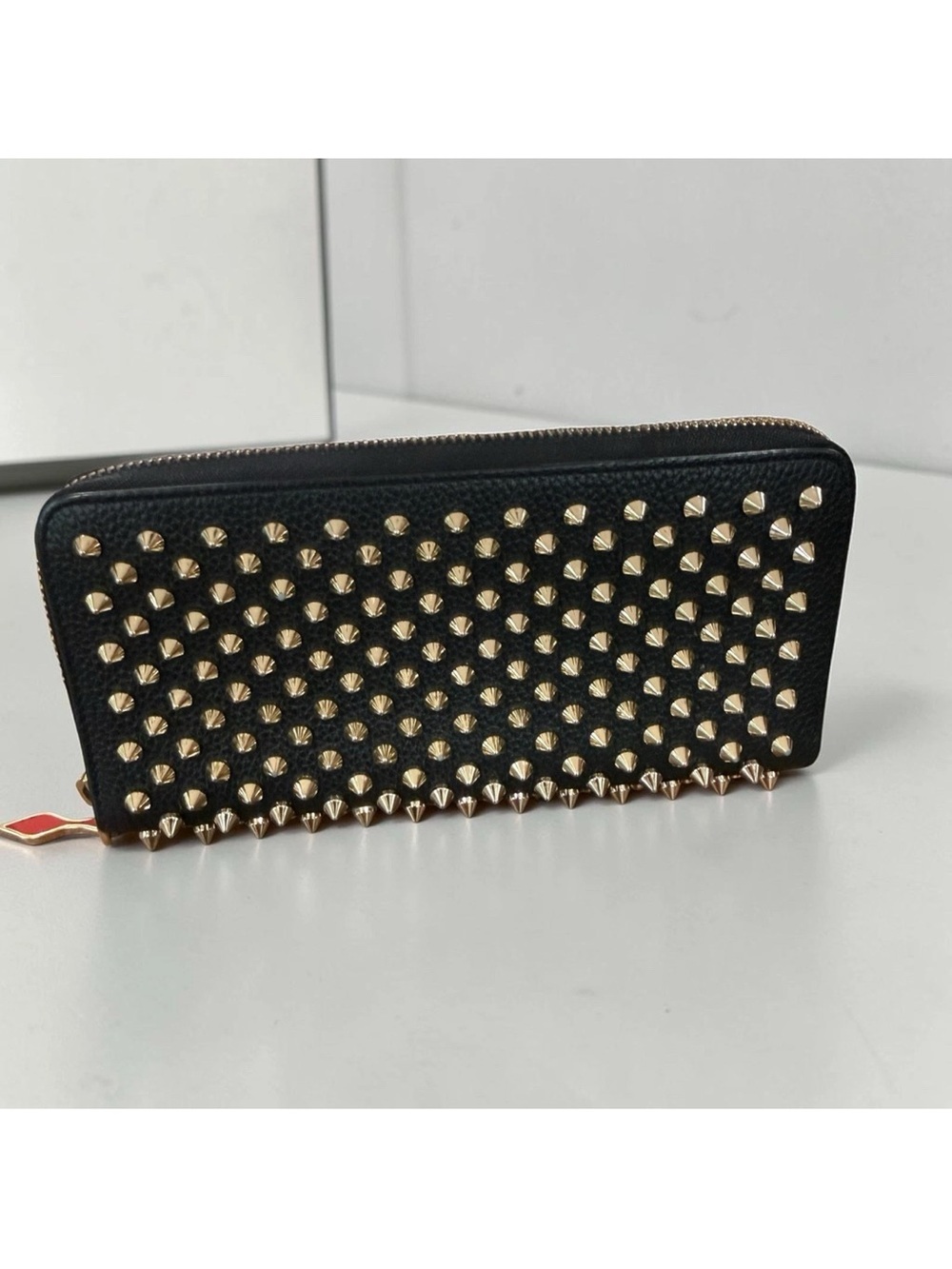 Christian Louboutin Black Studded Zip-Around Wallet -